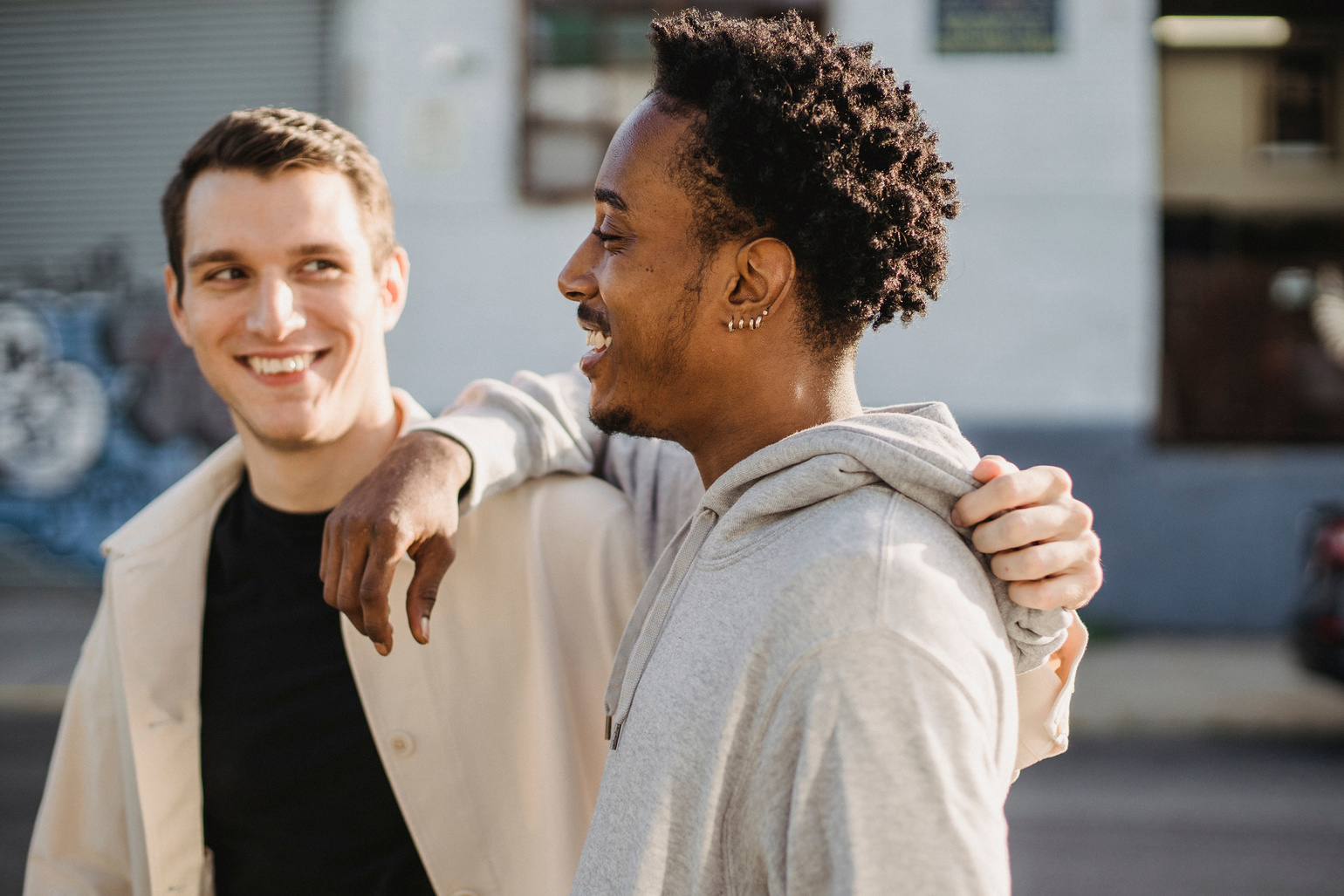 Cheerful multiethnic friends enjoying free time together